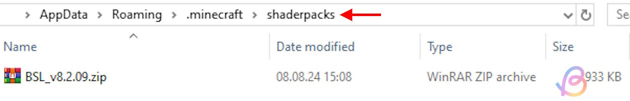 Siirrä varjostin shaderpacks-kansioon suorittaaksesi varjostimet Fabricilla