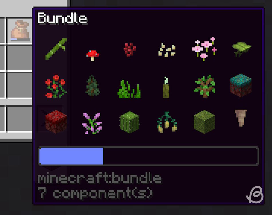 Paquete con tres filas de seis elementos en Minecraft
