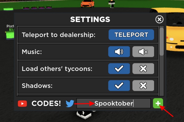 Enter the code and click the Roblox plus button