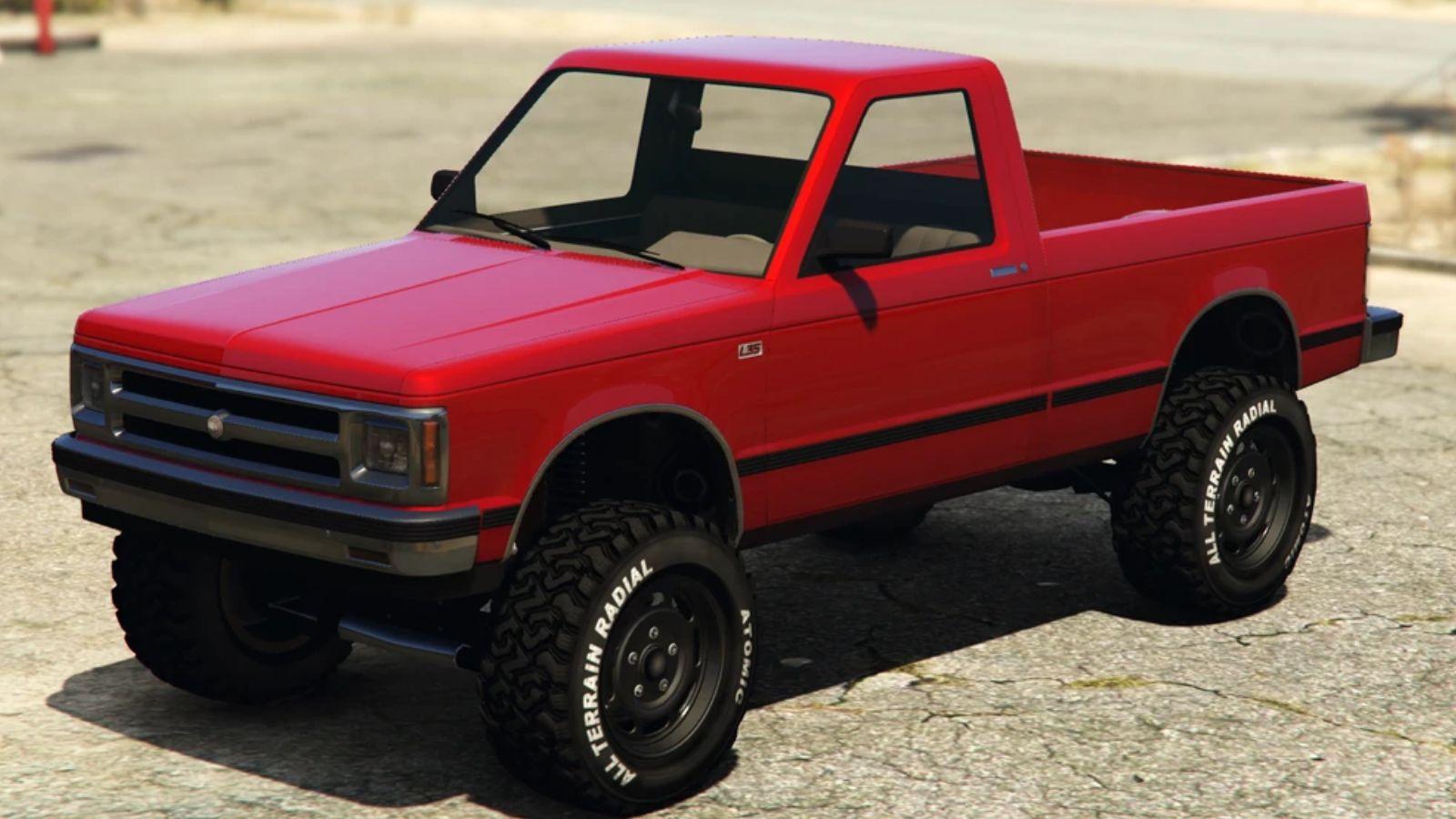 Red Declasse Walton L35 parked on the road in GTA Online.