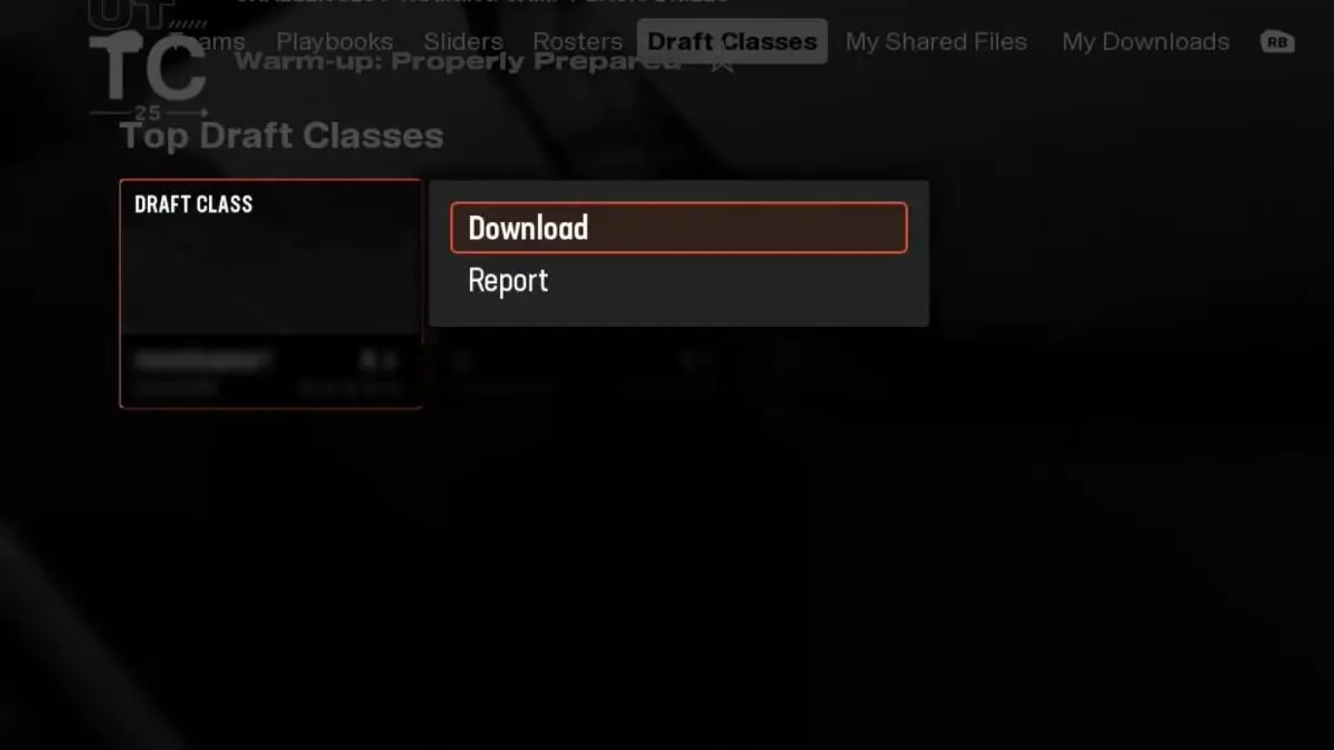 Scaricamento della classe di bozza in Madden 25