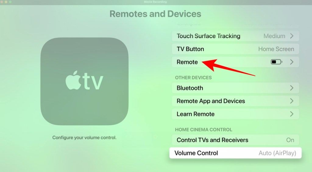 Select Remote Control in Remotes and Devices