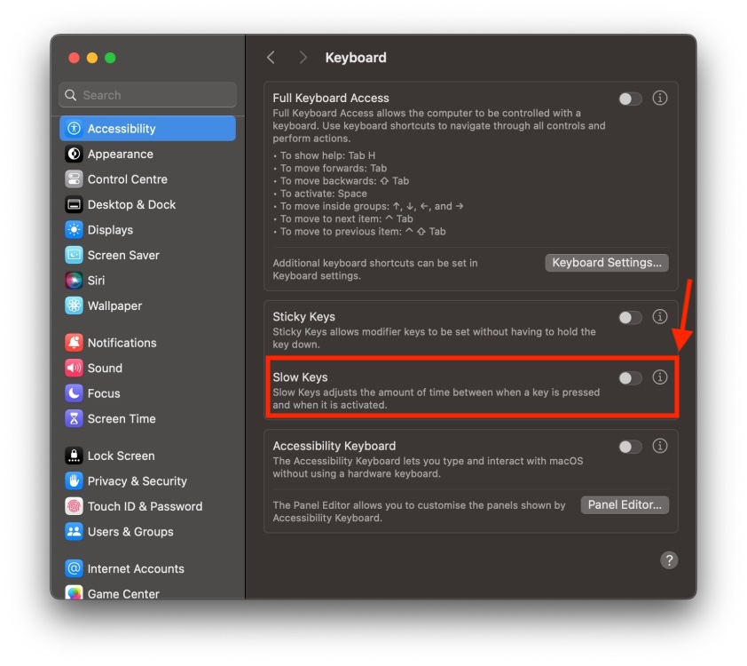 Disable Mouse Keys on Mac