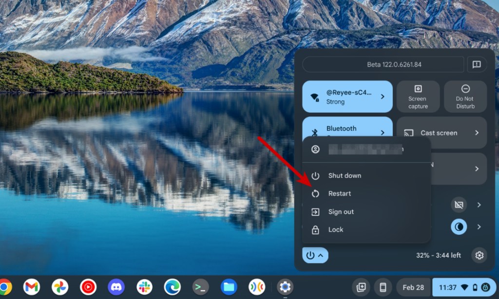Mạng không khả dụng khởi động lại Chromebook