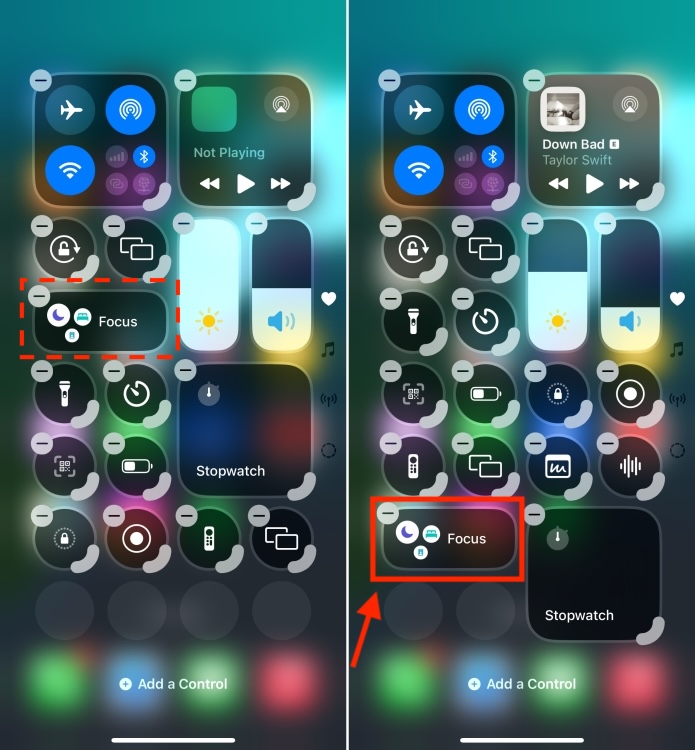 Rearrange icons in Control Center