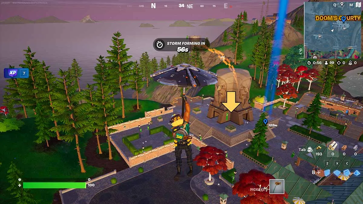 Giocatore di Fortnite che scivola verso il basso