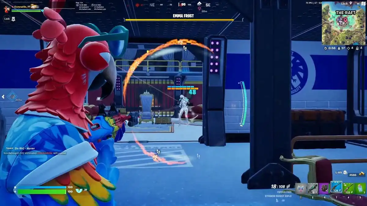 L'operatore di Fortnite combatte contro Emma Frost NPC