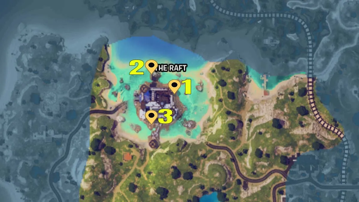 Mappa di Fortnite che indica gli smorzatori di potenza