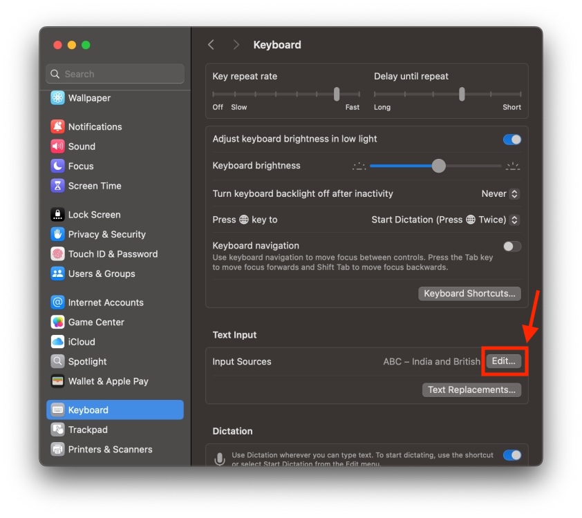 Check keyboard layout settings