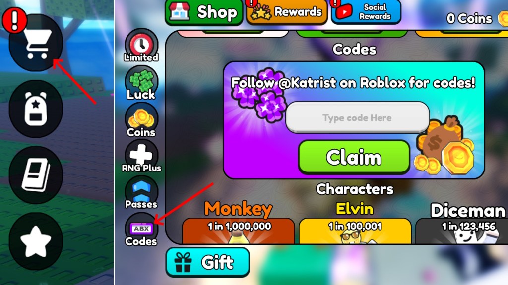 Code Redemption Option in Aura RNG