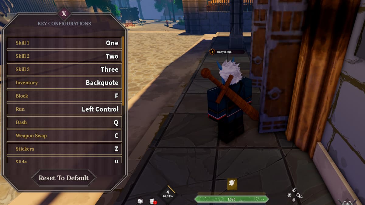 The controls menu in Devas of Creation