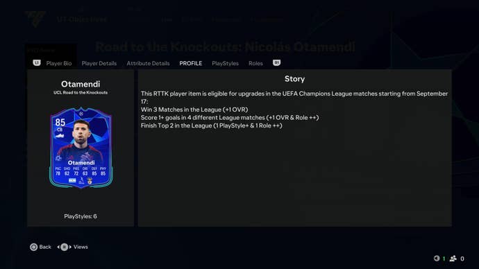 Statystyki karty RttK Nicolas Otamendi w EA Sports FC 25.