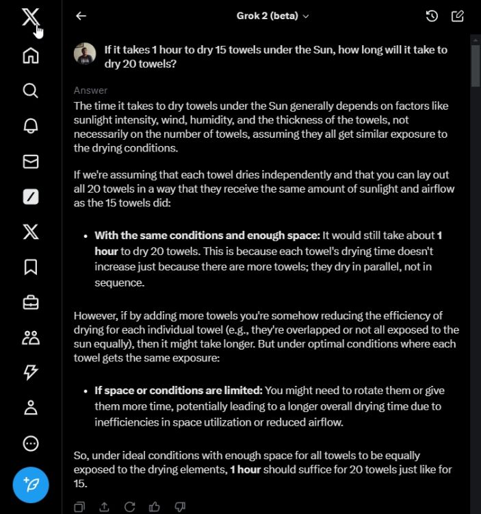 reasoning test on grok 2.0