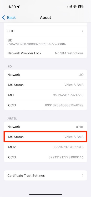 vérifier la disponibilité du RCS sur votre iPhone