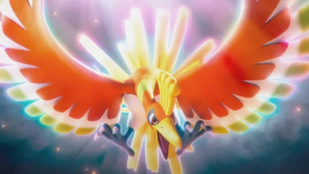 A screenshot from Pokemon Unite shows Ho-Oh