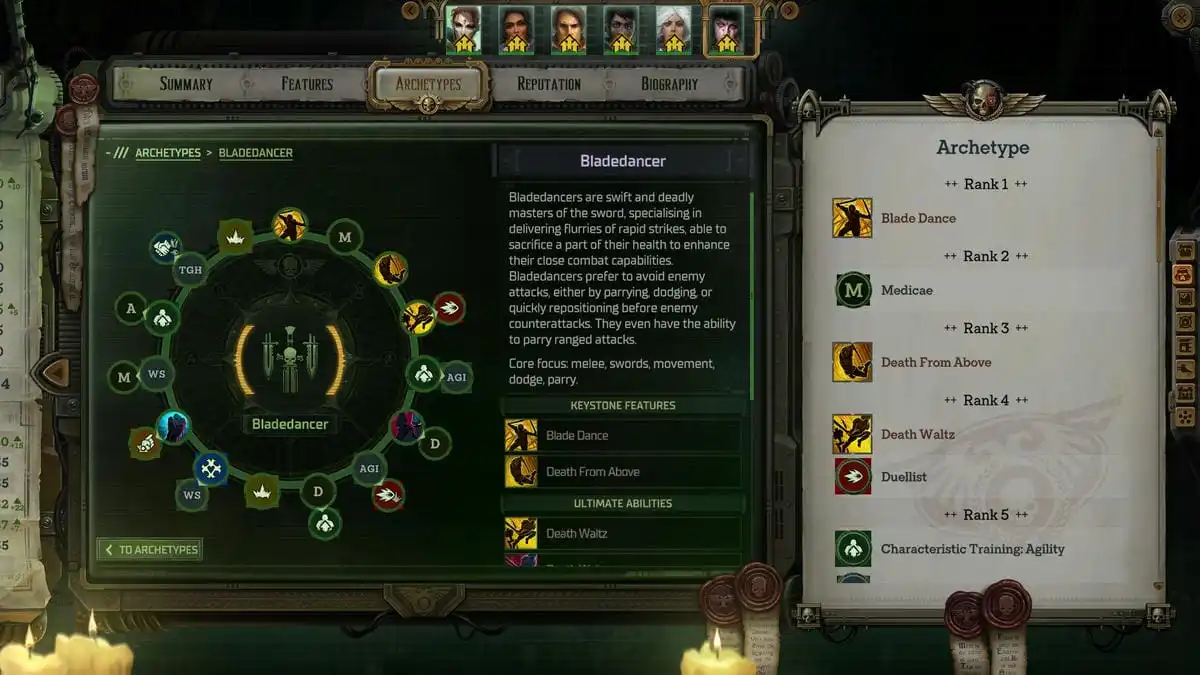 Kibellah Blade Dancer builds in Rogue Trader