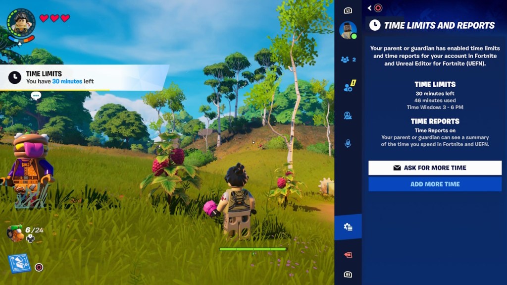 Adjust time limits in Fortnite menu