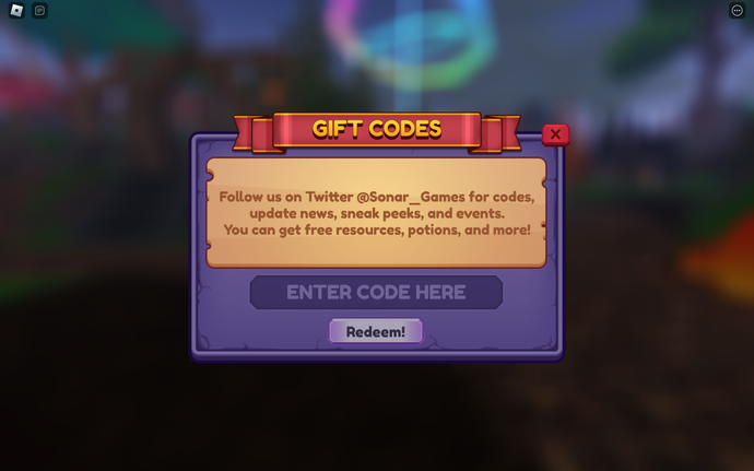 Une capture d'écran de Dragon Adventures dans Roblox montrant l'écran des codes du jeu.
