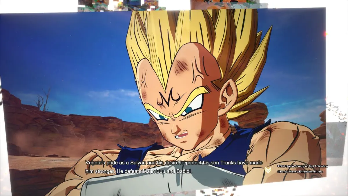 Vegeta after beating Buu in Dragon Ball Sparking Zero.