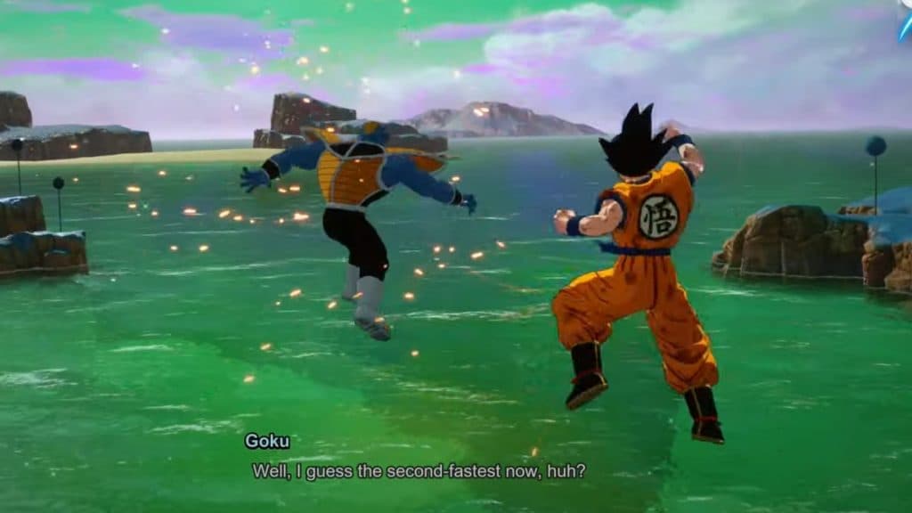 An image of Goku and Burter fighting in Dragon Ball Sparking Zero.