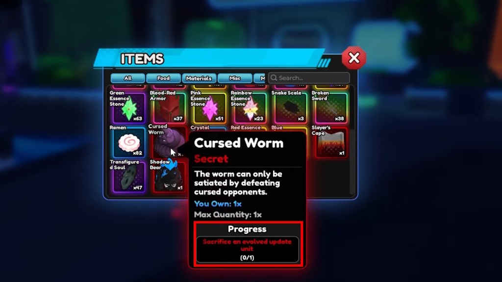 Opción de sacrificar unidad a través de Cursed Worm