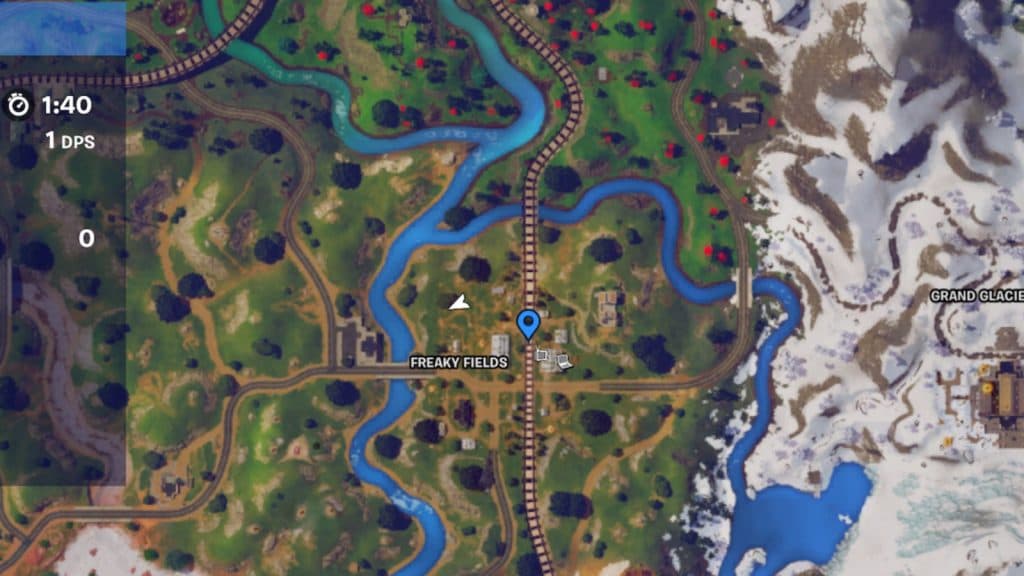 Uno screenshot con il PDI Freaky Fields in Fortnite.