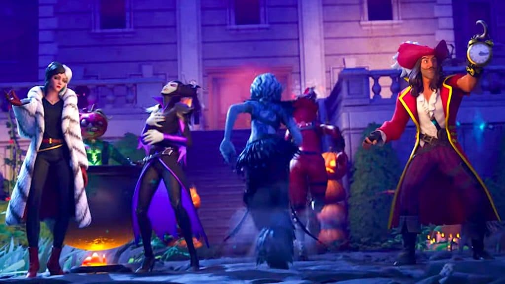 Skins de vilões da Disney sendo adicionadas ao Fortnite como parte da atualização Fortnitemares 2024.