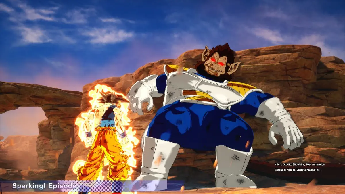 Goku versus Great Ape Vegeta in Dragon Ball Sparking Zero.