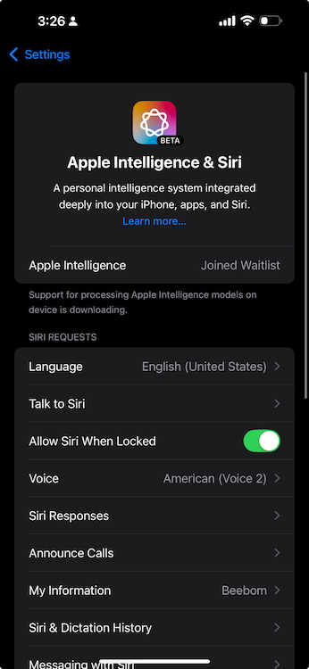 Apple Intelligence 대기자 명단