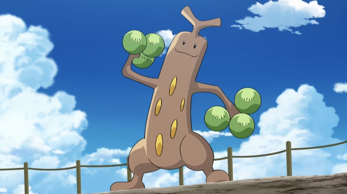 Ảnh chụp màn hình của Gen II Sudowood trong anime Pokemon.