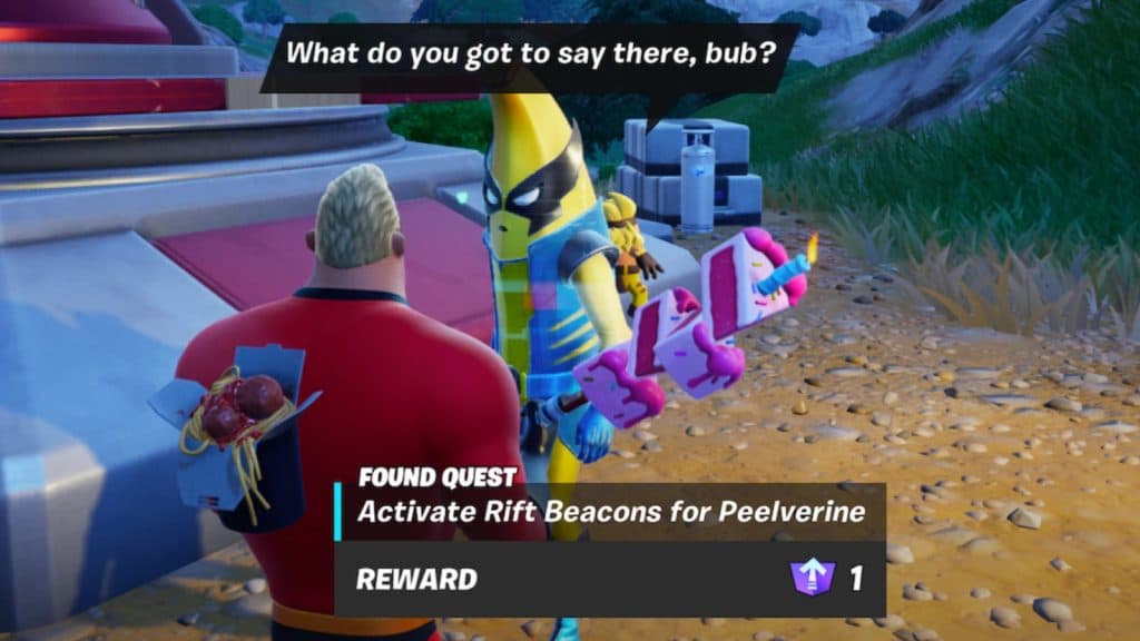 Ảnh chụp màn hình có NPC Peelverine trong Fortnite.