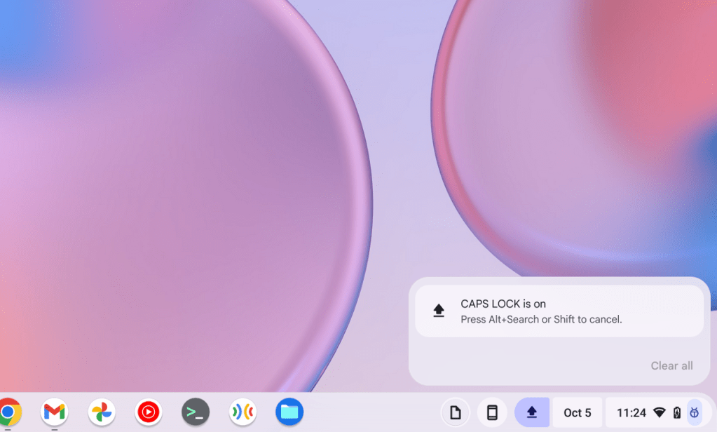 Caps Lock is on - hidden chromeOS feature