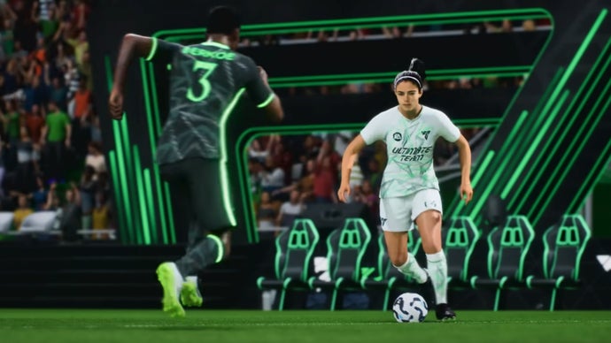 Aitana Bonmatí chạy với bóng trong chế độ EA FC 25 Ultimate Team.