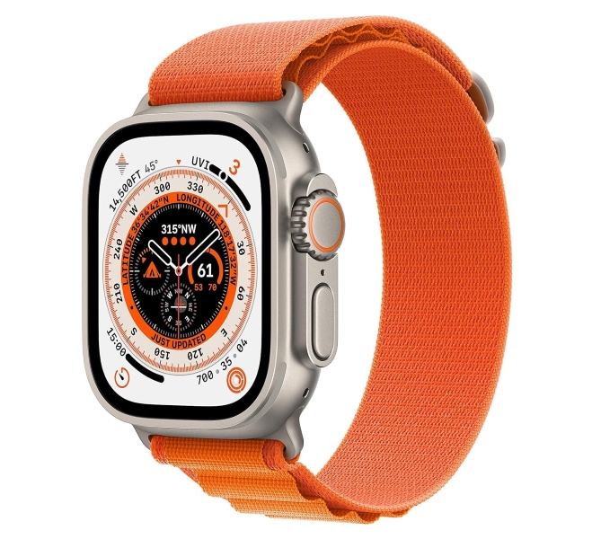 Hình ảnh sản phẩm Apple Watch Ultra với vòng lặp Orange Alpine