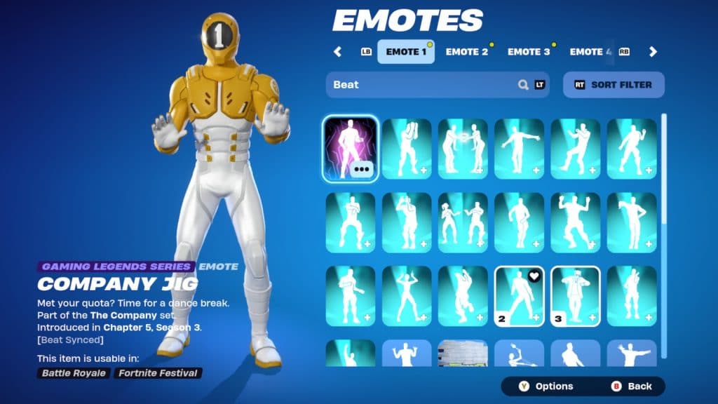 Una captura de pantalla que muestra Beat Sync en Fortnite.