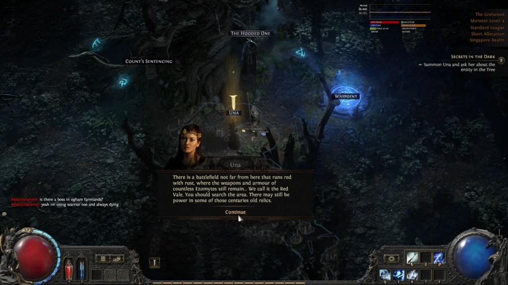 odnalezienie Zakapturzonego w Path of Exile 2 Grelwood