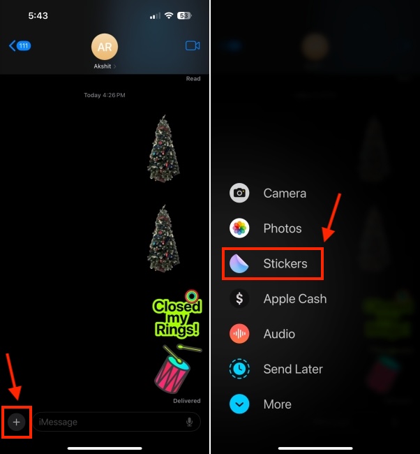 Stickers Option in iMessage