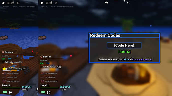 게임의 코드 필드를 보여주는 Roblox의 Dig It 스크린샷.