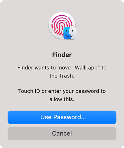 Touch ID 또는 비밀번호로 앱 삭제 인증
