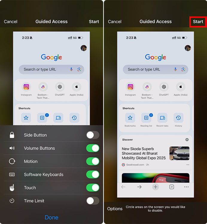 Configuración de acceso guiado en iPhone