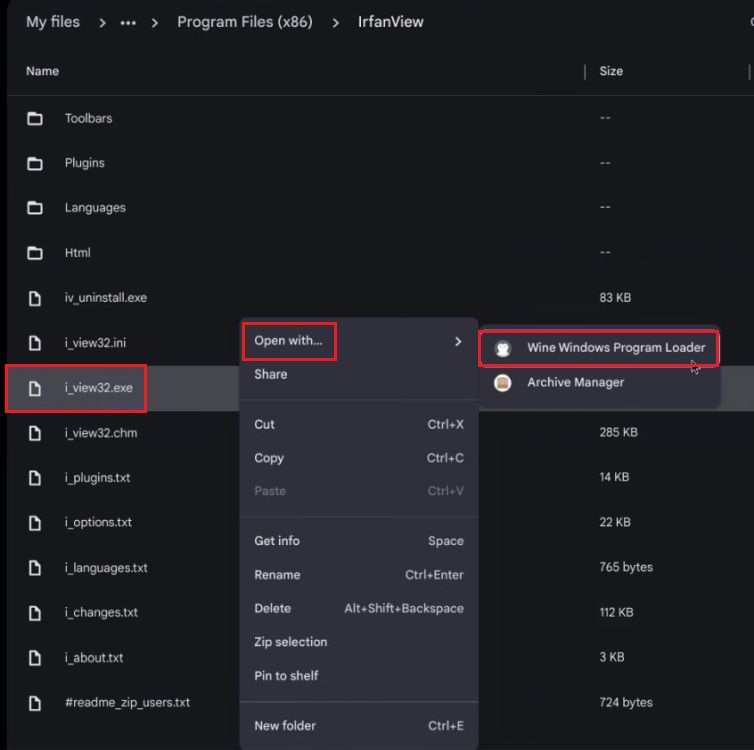 Ouvrez le fichier Windows EXE à l'aide de vin sur Chromebook