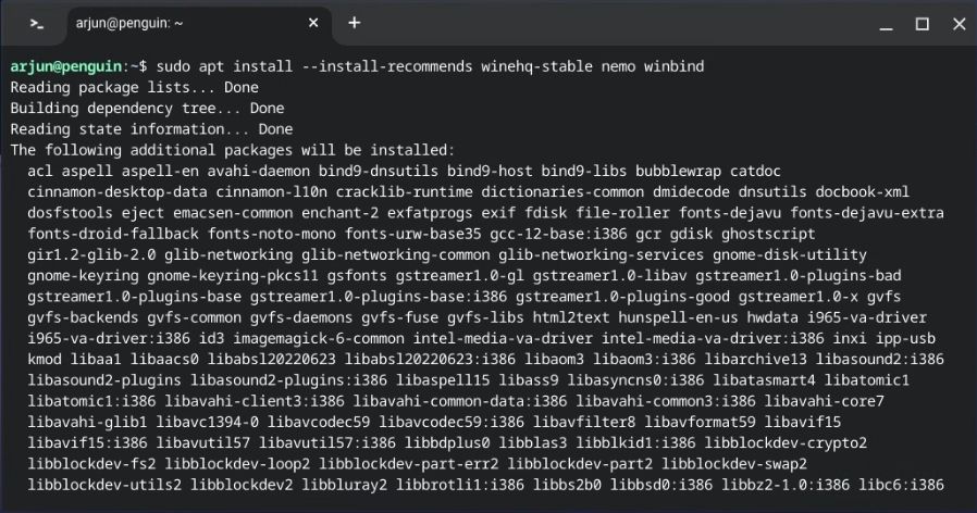 Installer Wine 9.0 sur Chromebook