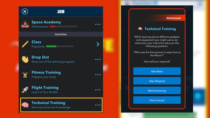 플레이어는 Bitlife의 우주 아카데미에서 기술 교육에 참여합니다.