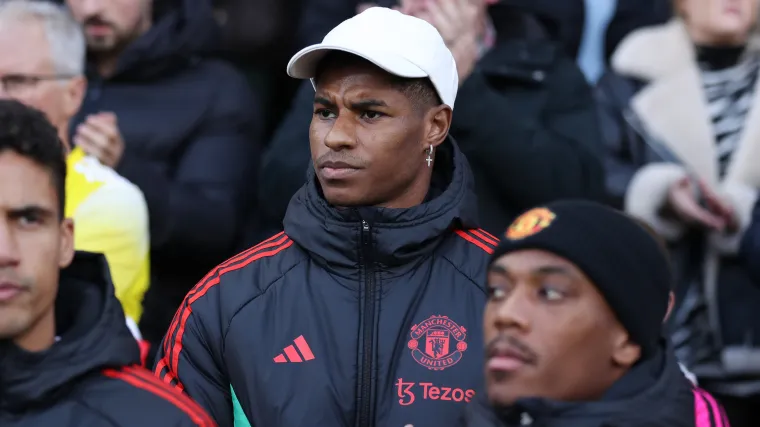 Marcus Rashford del Manchester United in panchina Marcus Rashford del Manchester United in panchina