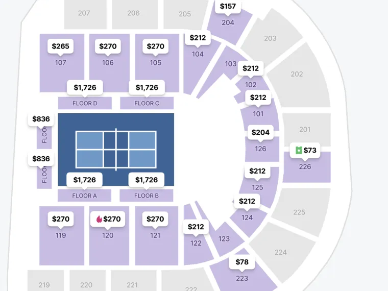 Pickleball Slam seat map - Michelob Ultra Arena Pickleball Slam seat map - Michelob Ultra Arena