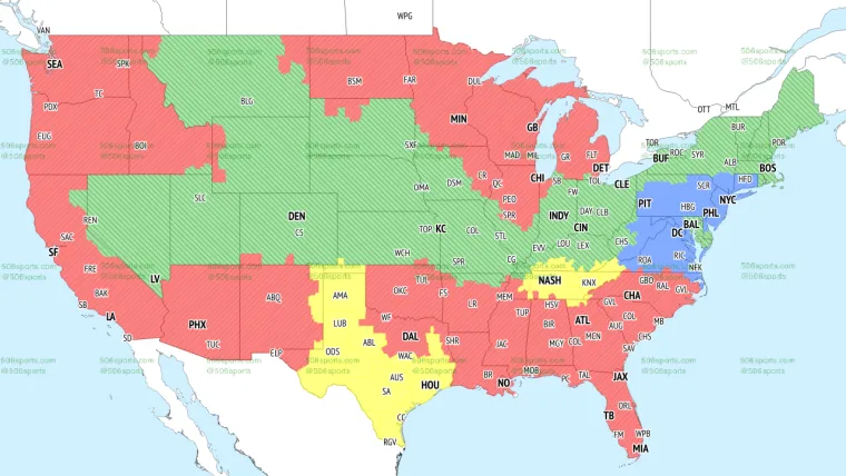 NFL Week 18 coverage map CBS Fox TV schedule Bryan.webp