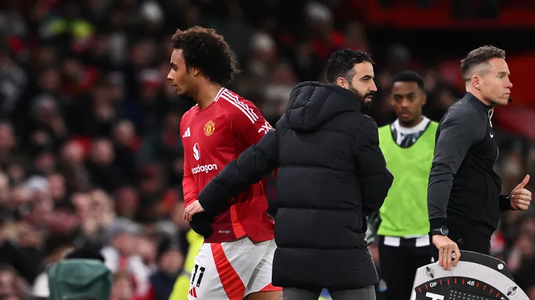 Joshua Zirkzee e Ruben Amorim del Manchester United Joshua Zirkzee e Ruben Amorim del Manchester United