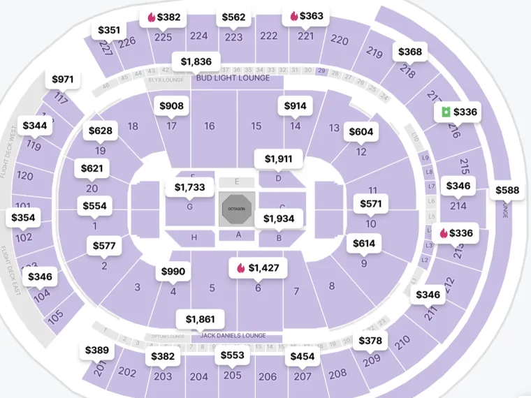 UFC 313 seat map - T-Mobile Arena UFC 313 seat map - T-Mobile Arena