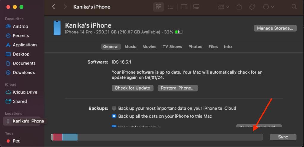 Ver datos del sistema de iPhone en Mac