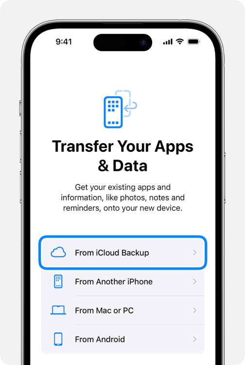 Overdrachtcontacten van iPhone naar iPhone overbrengen van iCloud -back -up